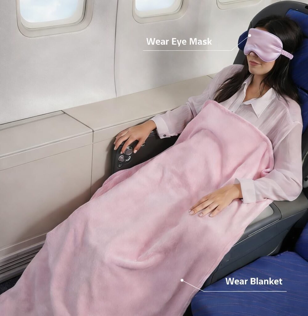 Vel Ultra-Soft Irplane Blanket With Eye Mask - Image 4