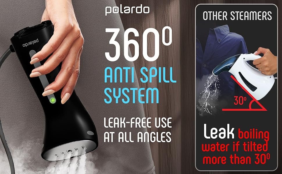 Polardo Compact Handheld Garment Steamer - nti-Spill Technol 609