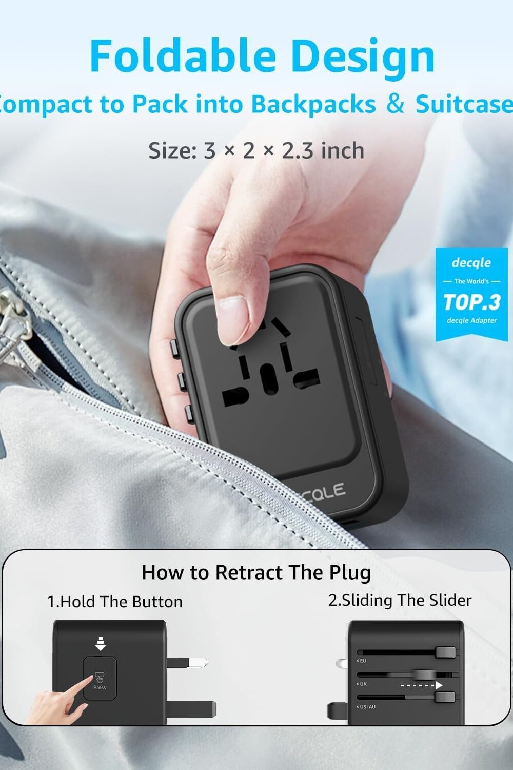 Universal Avel Dapter With Usb-C Usb Ports - Black - Image 4