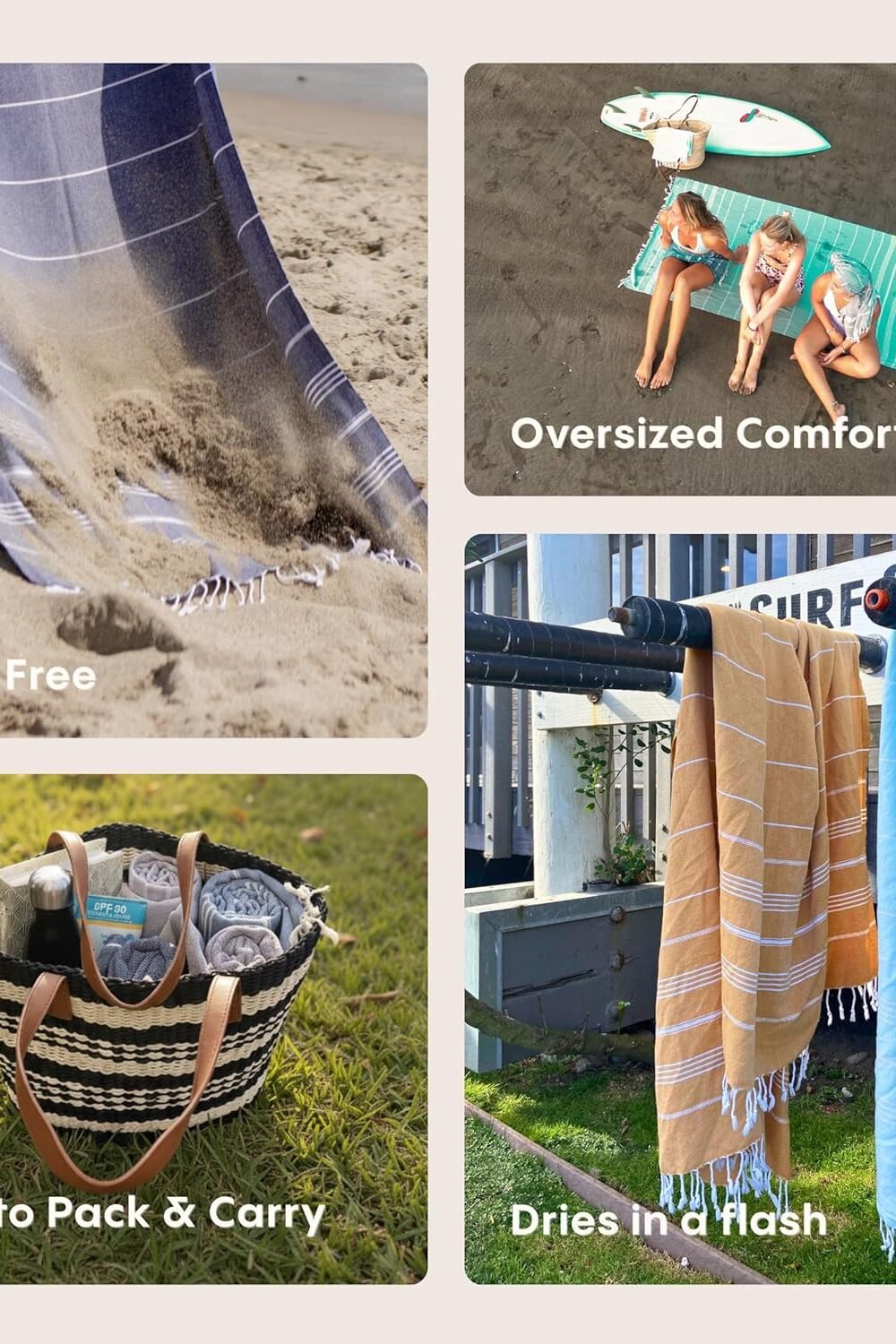 Oversized Turkish Beach wel - Sand Free Quick Dry 4 Oversized Turkish Beach Wel - Sand Free Quick Dry - Image 4