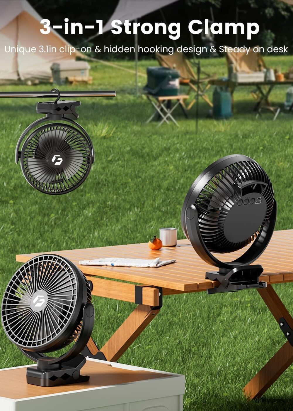 Portable Rechargeable Clip-On Fan Golf Carts - Image 4