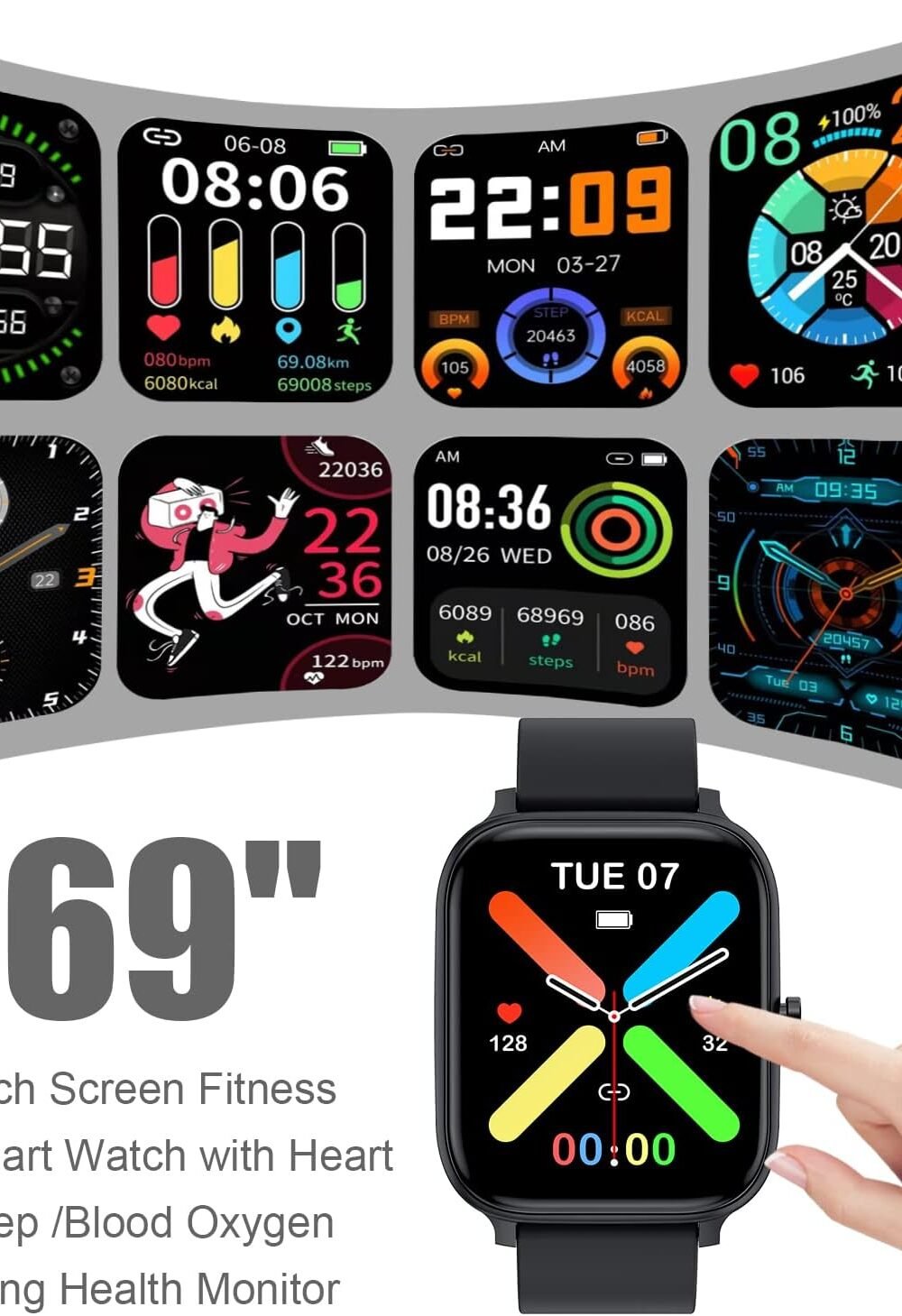 Smart Watch Men Women - Fitness Acker, Heart Rate Monir - Image 3