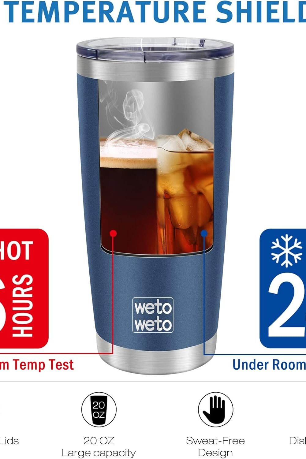WETOWETO oz Insulated avel Mug - Navy Blue 5 Wetoweto Oz Insulated Avel Mug - Navy Blue - Image 5