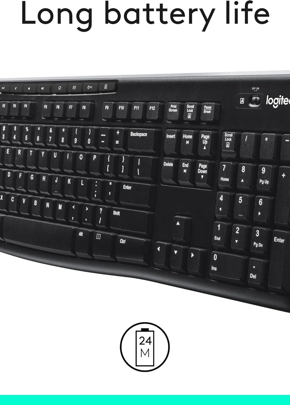 Logitech K Wireless Keyboard - Full-Size With Number Pad - Image 4