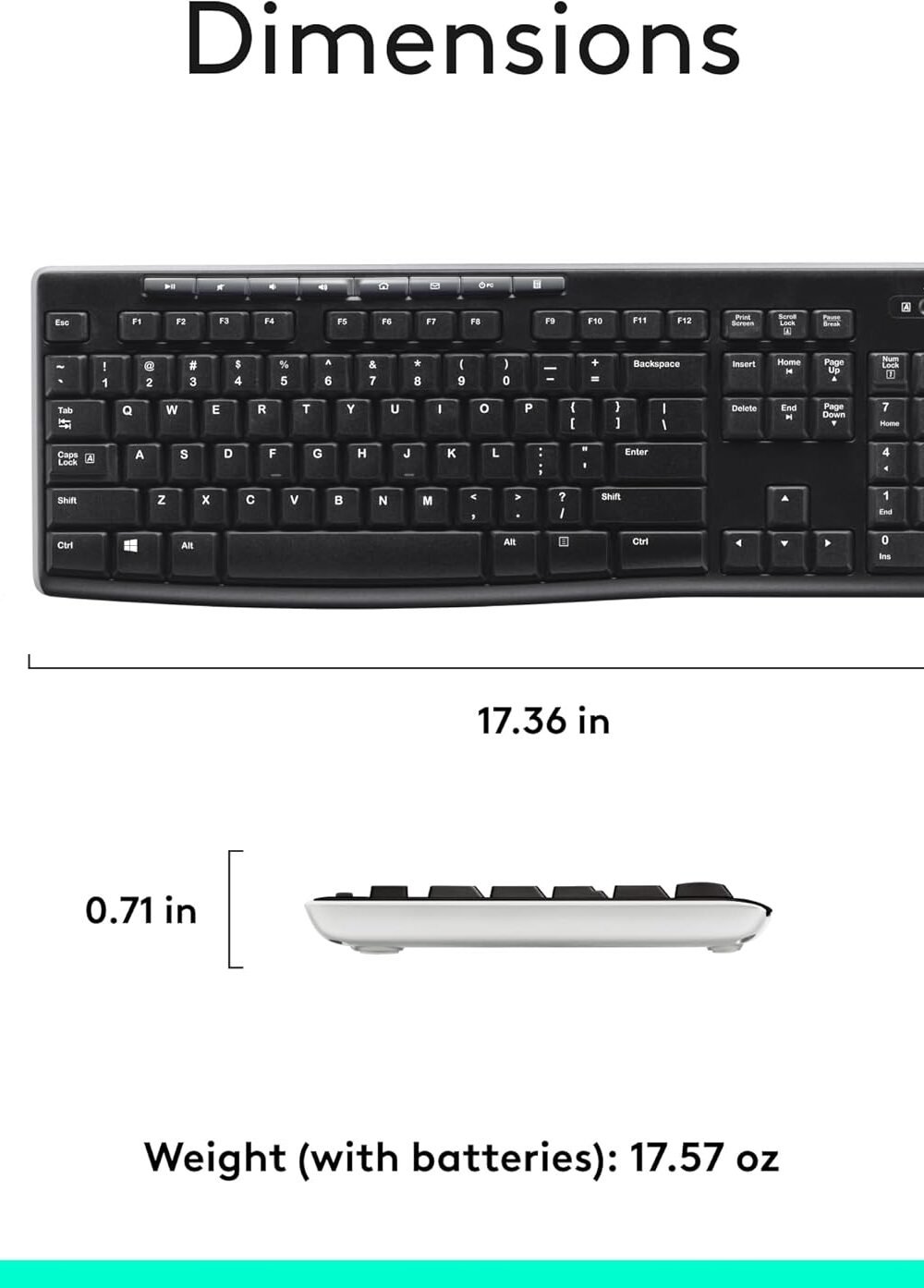 Logitech K Wireless Keyboard - Full-Size With Number Pad - Image 9