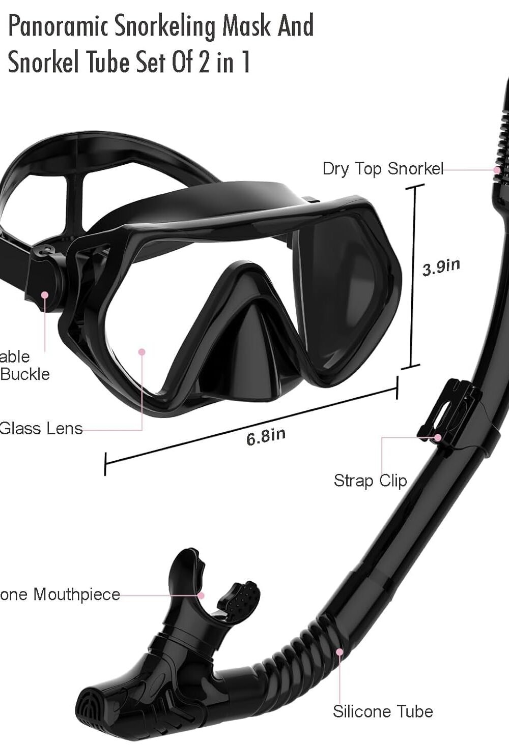 Dult Snorkel Mask Set With Nti-Fog Goggles - Image 5