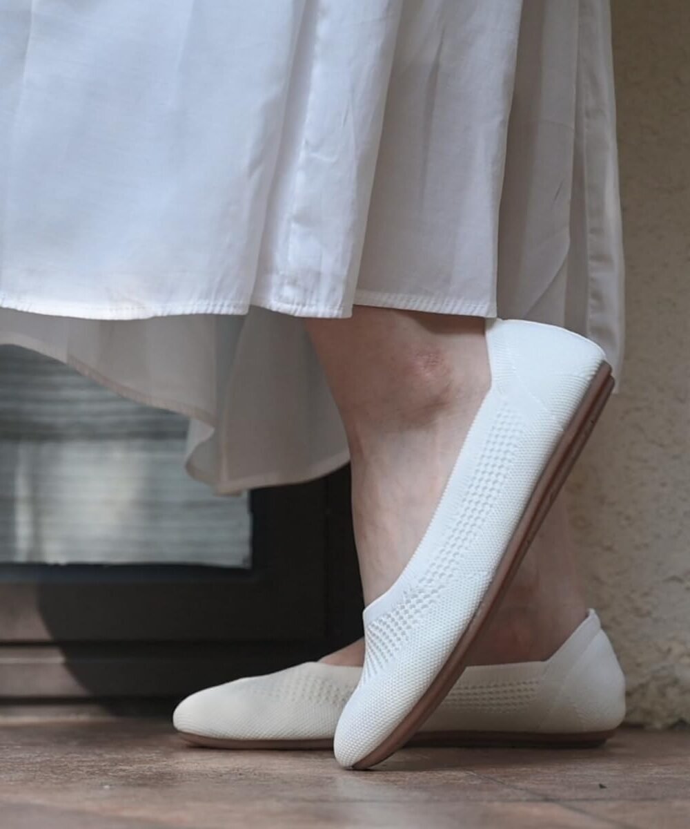 Womens Knit Ballet Flats - Casual Slip-On Shoes - Image 3