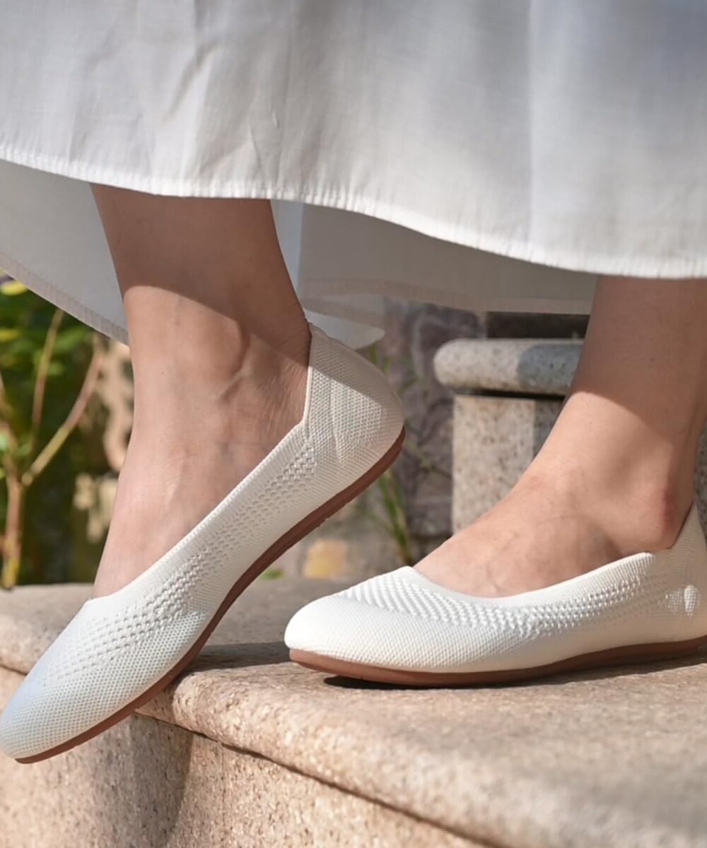 Womens Knit Ballet Flats - Casual Slip-On Shoes - Image 4