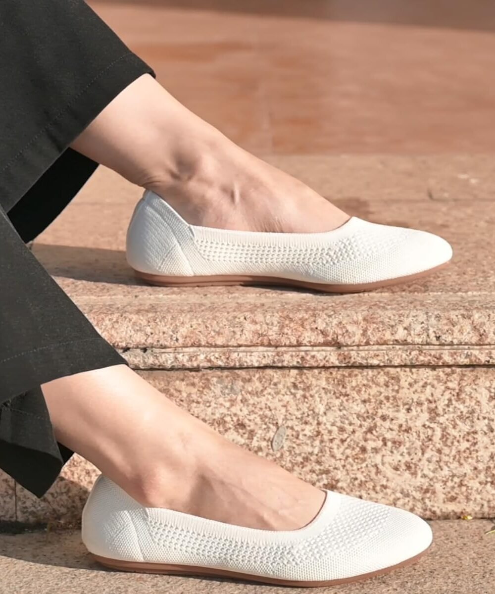Womens Knit Ballet Flats - Casual Slip-On Shoes - Image 5