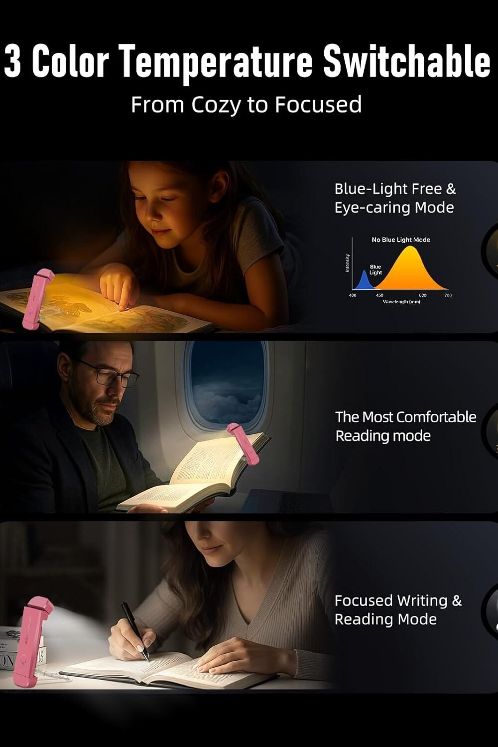 Rechargeable Clip-On Book Light - Silent Readg Lamp - Image 3