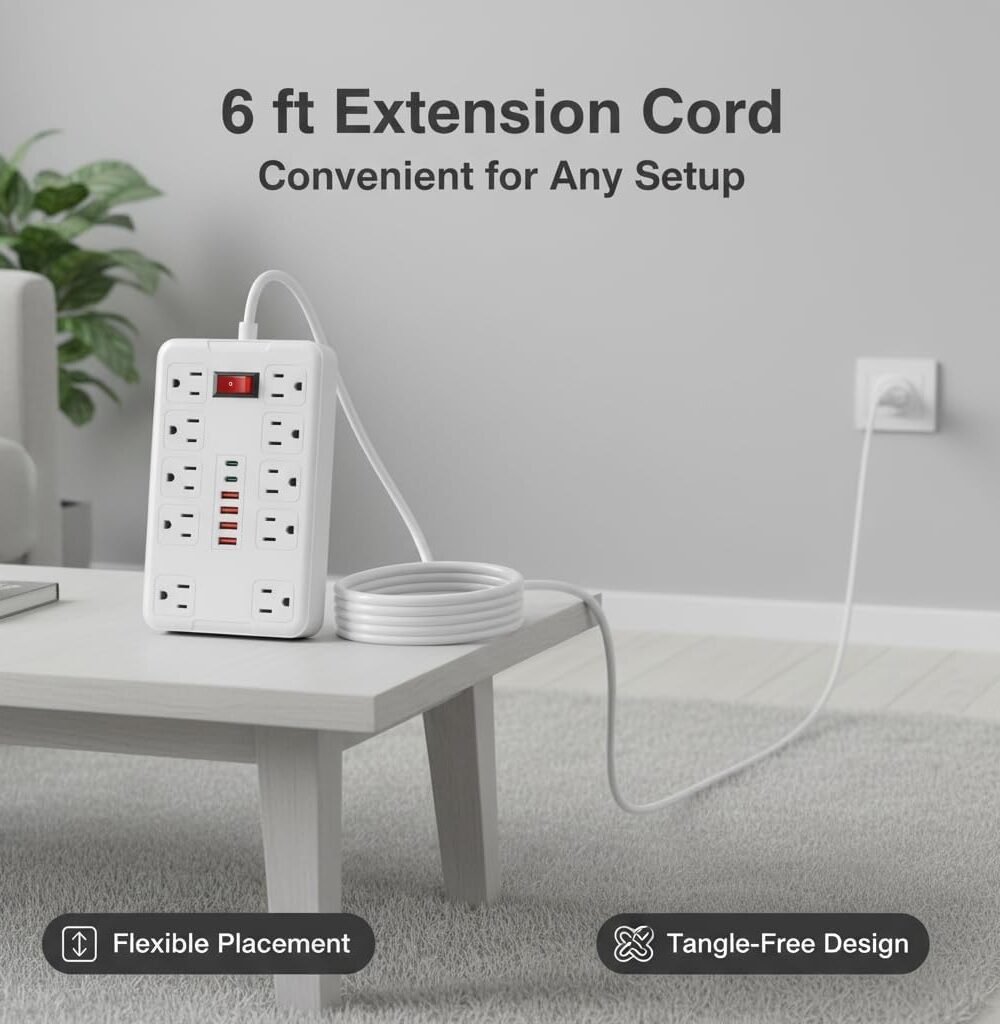 Surge Protecr Power Strip With Usb-C Charger - Image 3