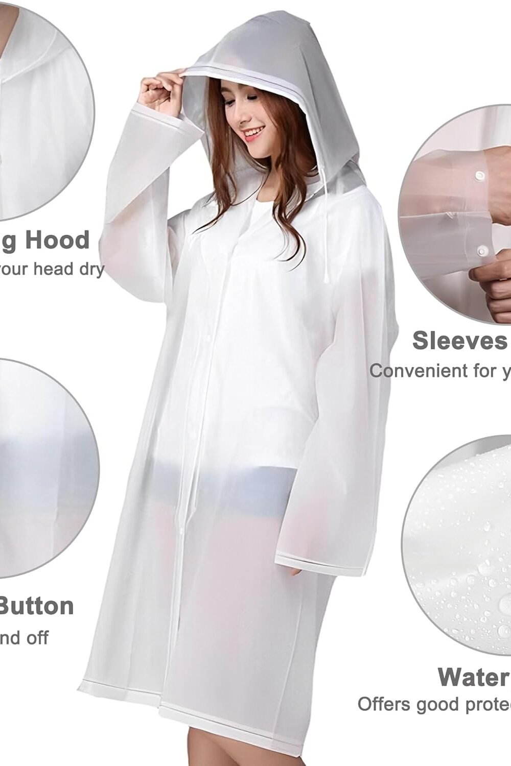 Cosowe Reusable Ponchos With Hood Dults - Image 3