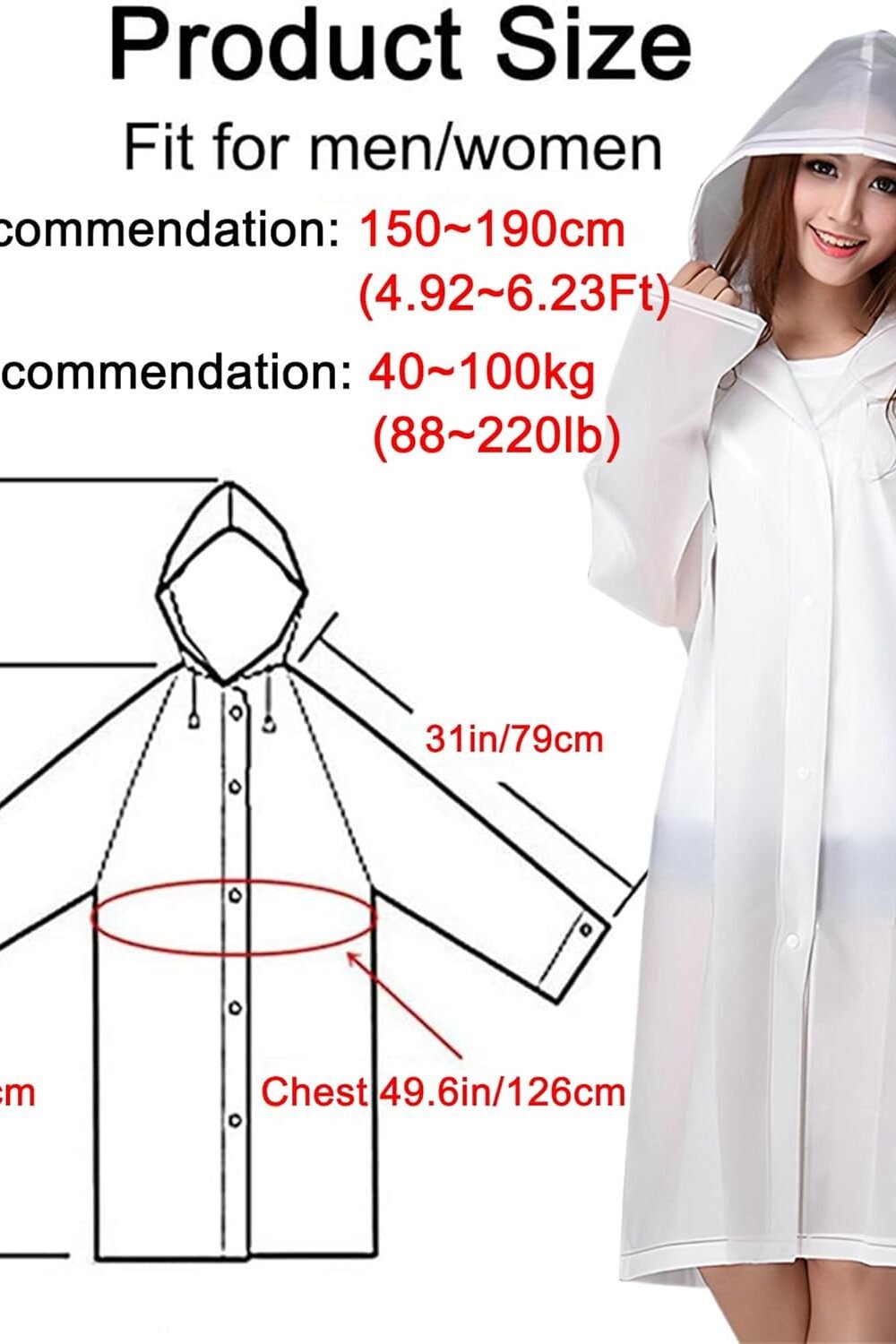 Cosowe Reusable Ponchos With Hood Dults - Image 4