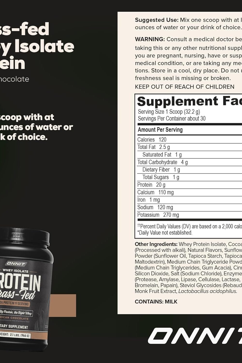 Onnit Grass Fed Whey Isolate Prote Powder - Chocolate - Image 4