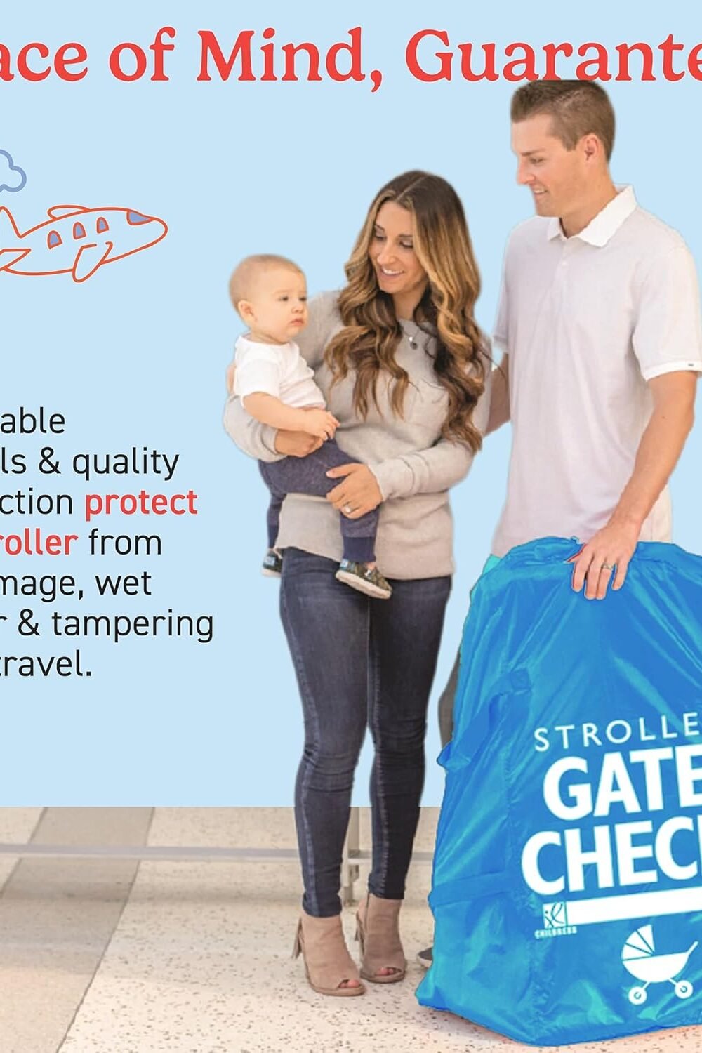 J.L. Childress Gate Check Bag Double Strollers - Neon Blue 4 J.l. Childress Gate Check Bag Double Strollers - Neon Blue - Image 4