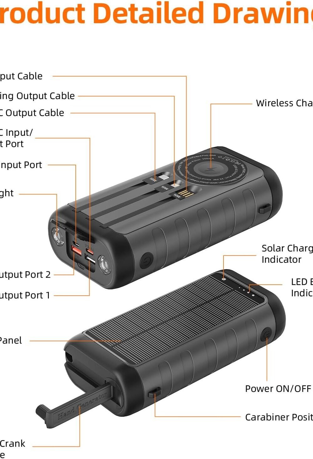 Portable Solar Charger Power Bank With Wireless Output - Image 4