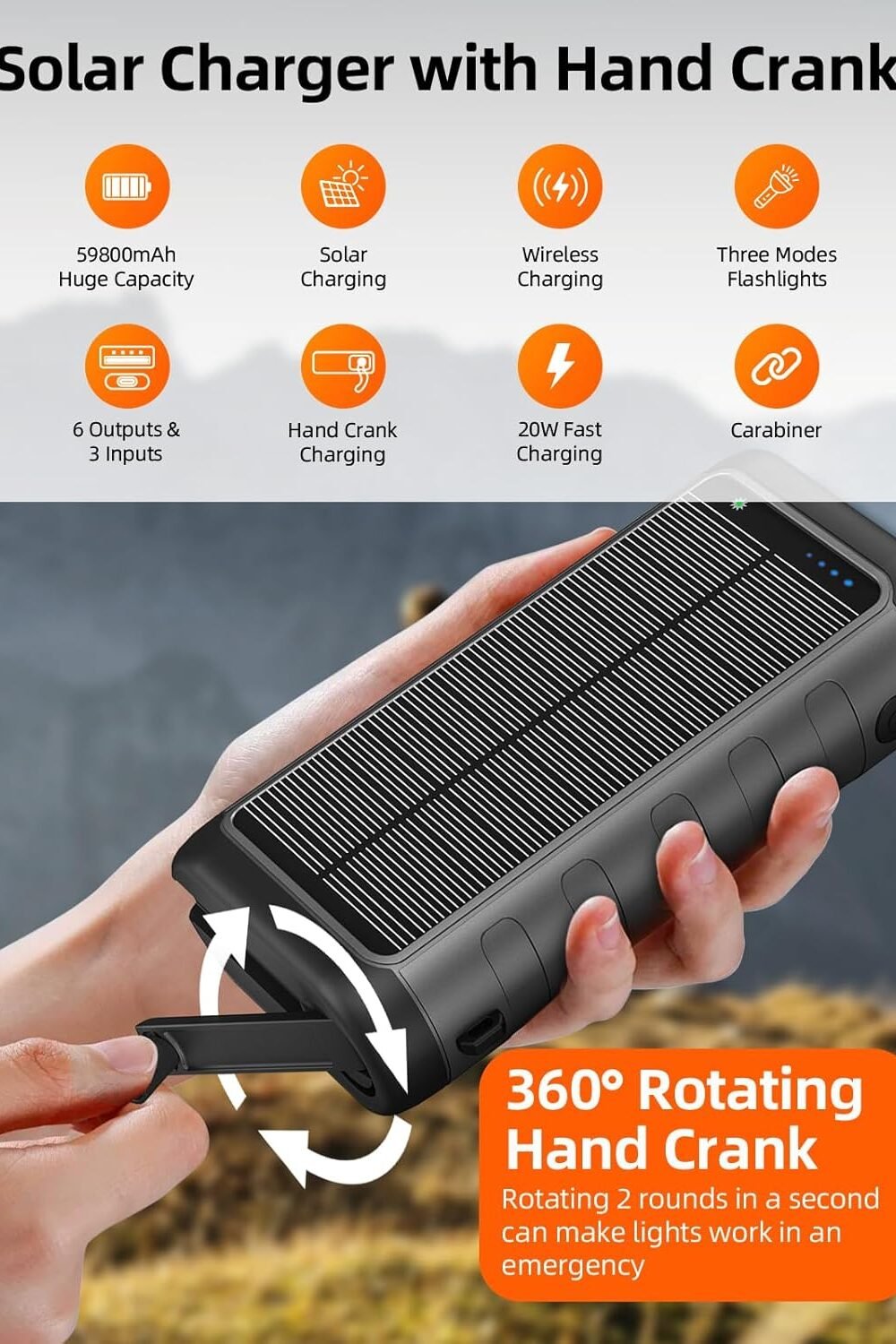 Portable Solar Charger Power Bank With Wireless Output - Image 6