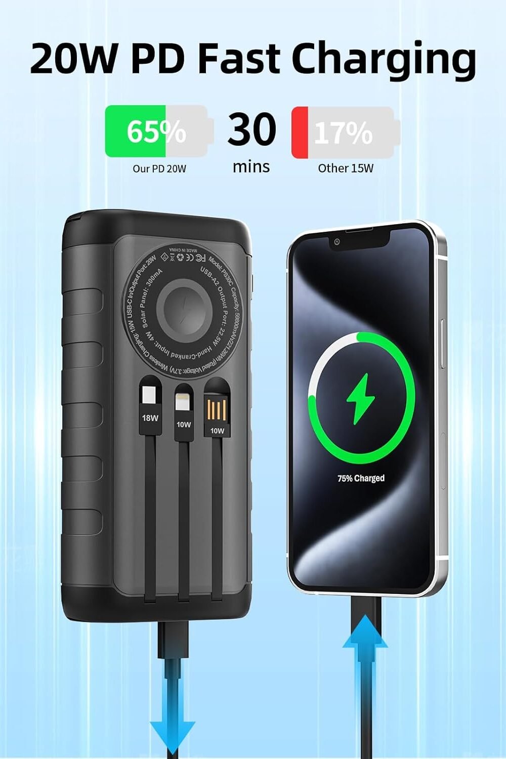 Portable Solar Charger Power Bank With Wireless Output - Image 9