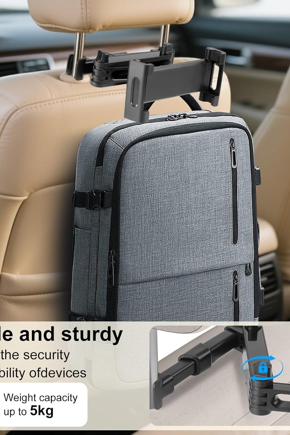 Djustable Car Headrest Tablet Holder Ipad More - Image 3