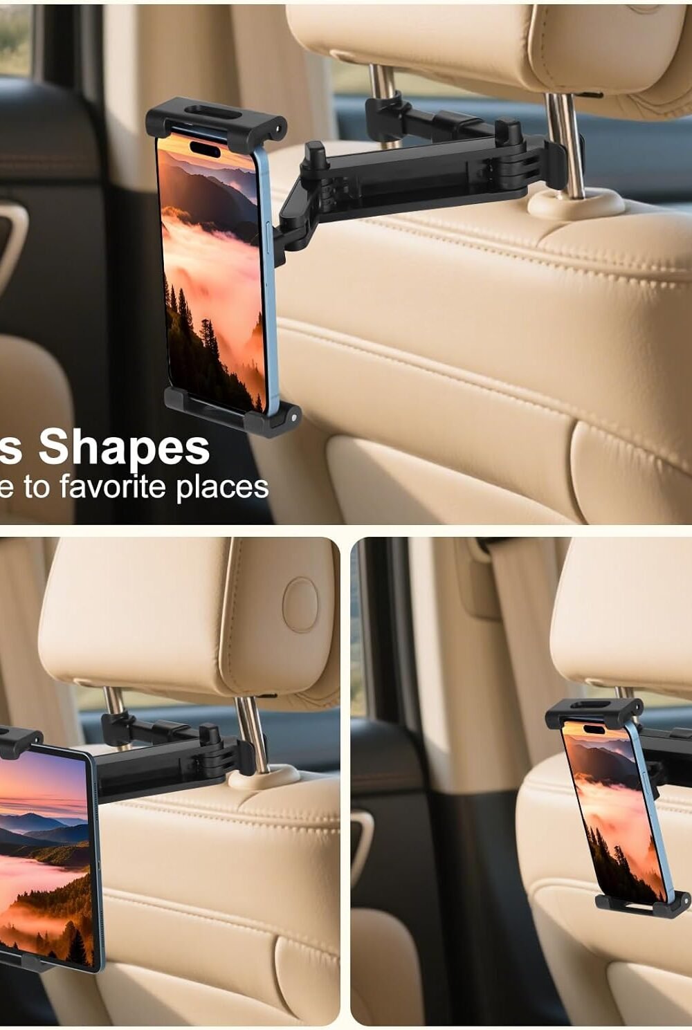 Djustable Car Headrest Tablet Holder Ipad More - Image 7