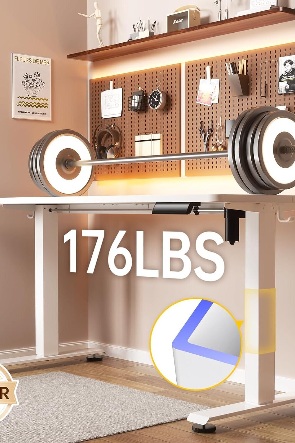 Veken Djustable Electric Standg Desk - White - Image 4