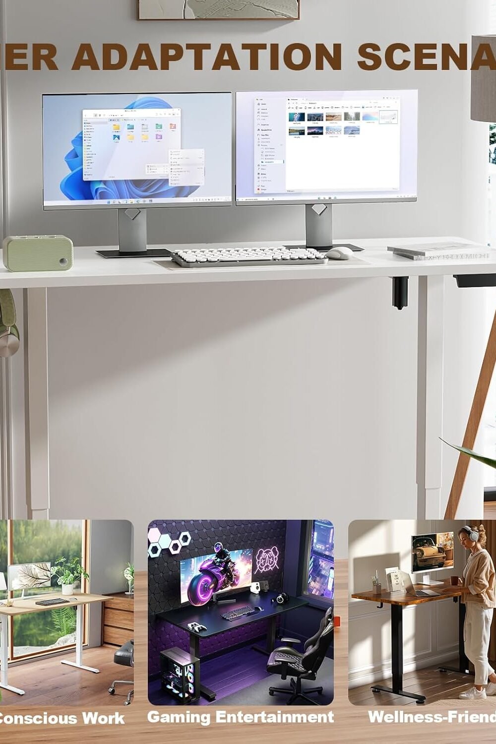 Veken Djustable Electric Standg Desk - White - Image 6