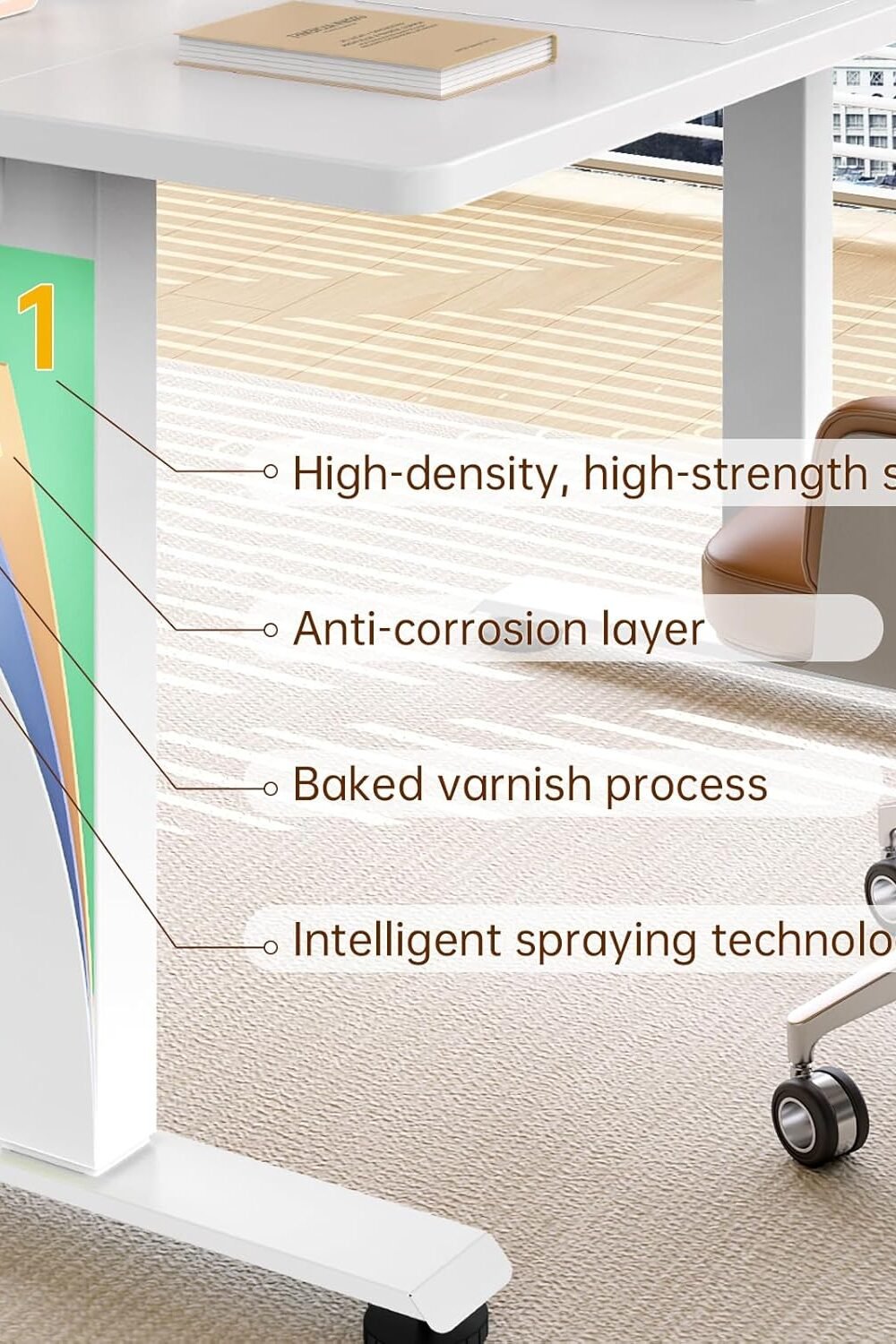 Veken Djustable Electric Standg Desk - White - Image 7
