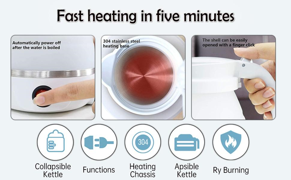 Portable Foldable Electric Kettle - Blue 599