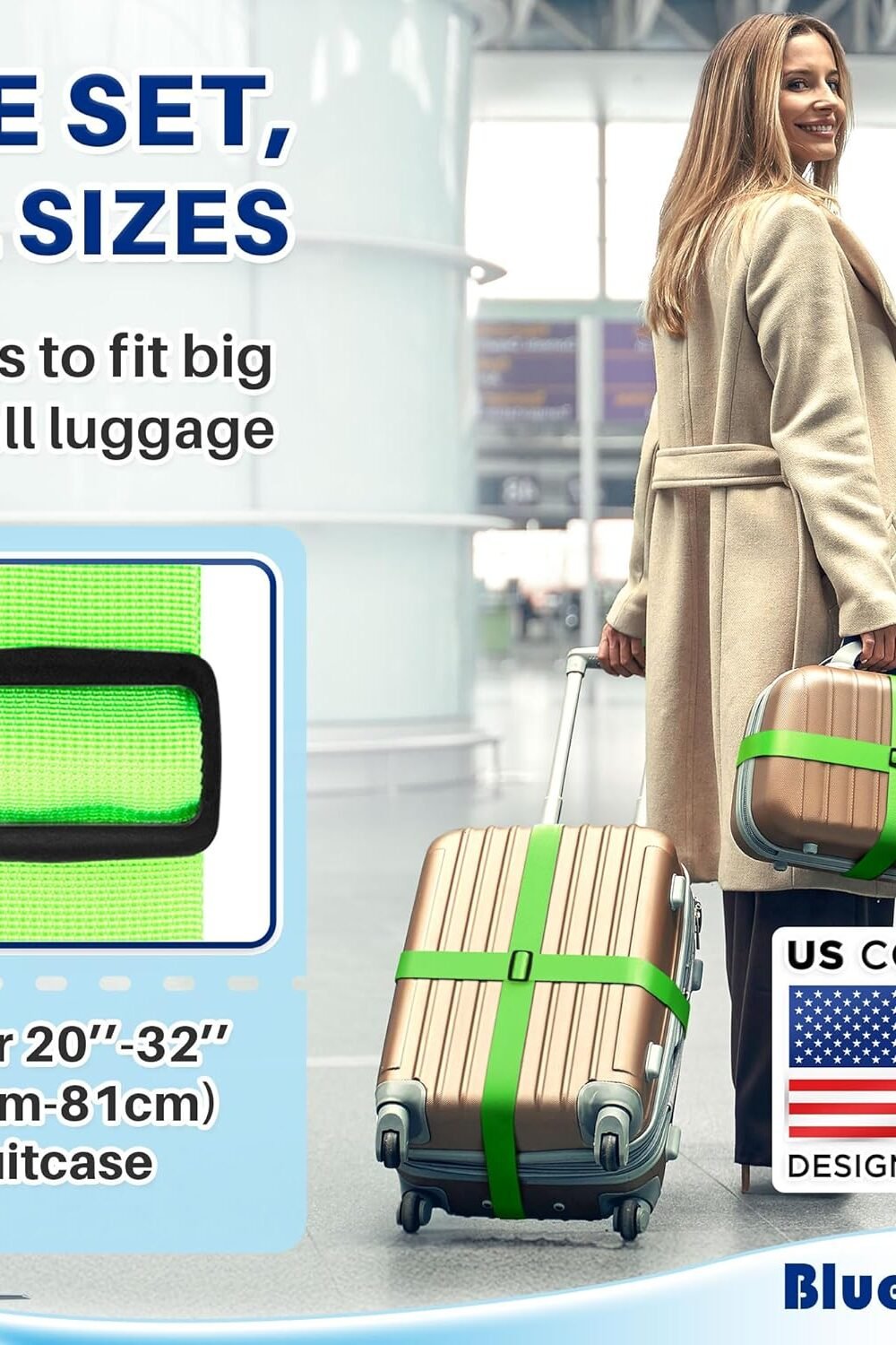 Premium Neon Green Luggage Straps - Djustable - Image 3
