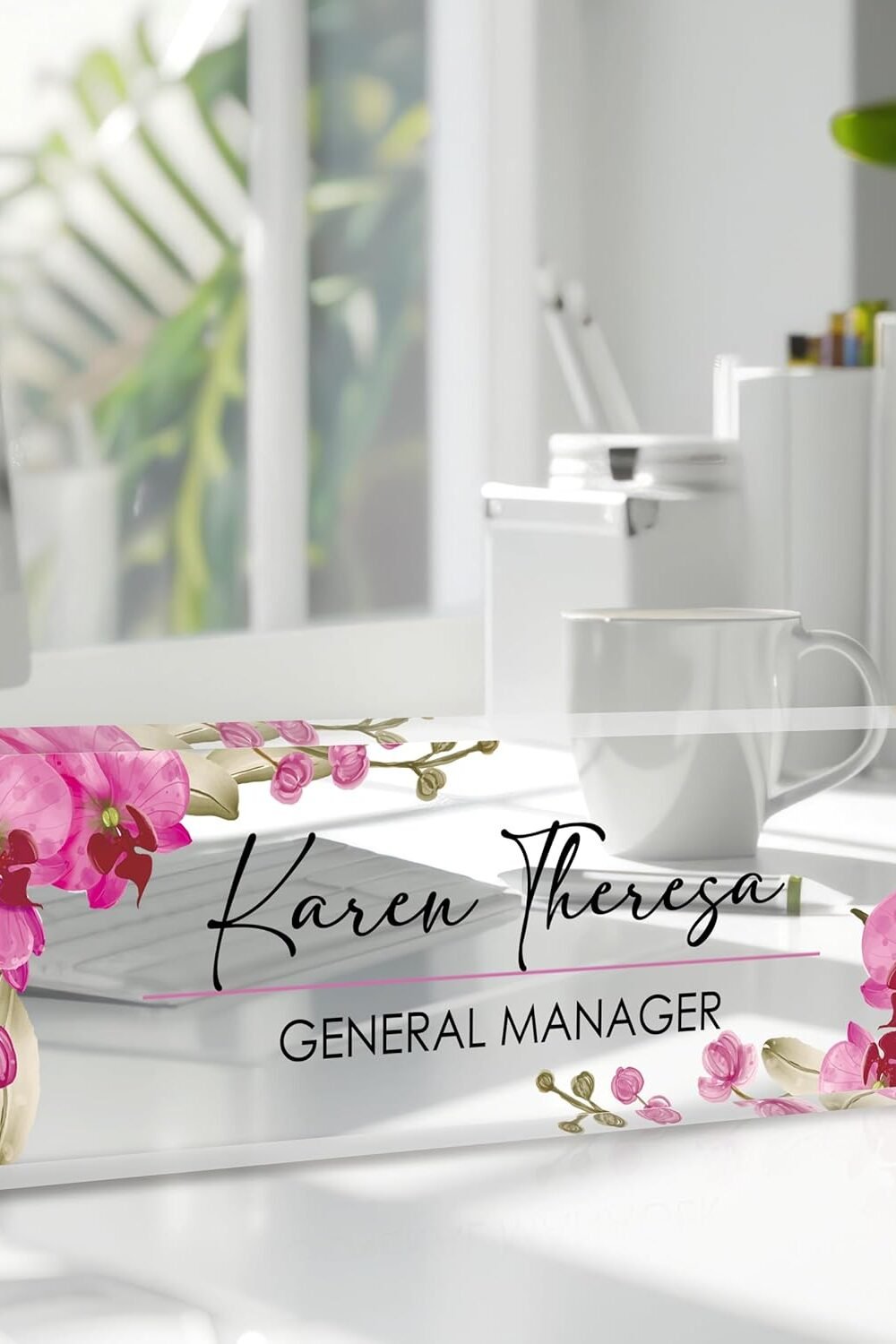 Personalized Crylic Desk Name Plate - Butterfly Orchid - Image 2