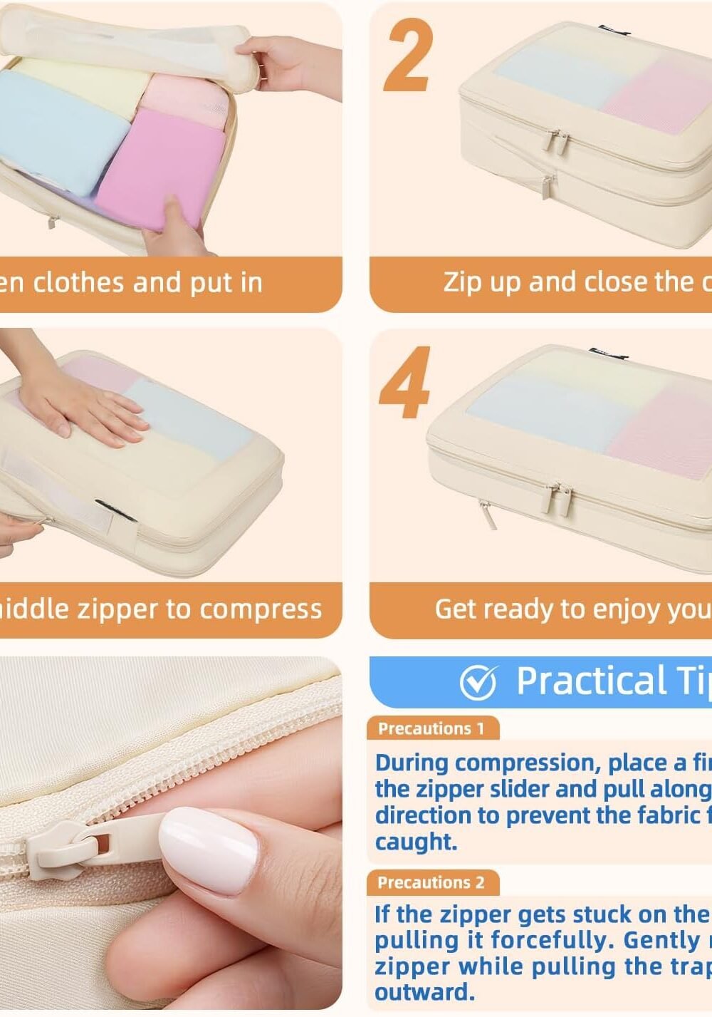 Expandable Packg Cubes Set - Beige Organizers - Image 4