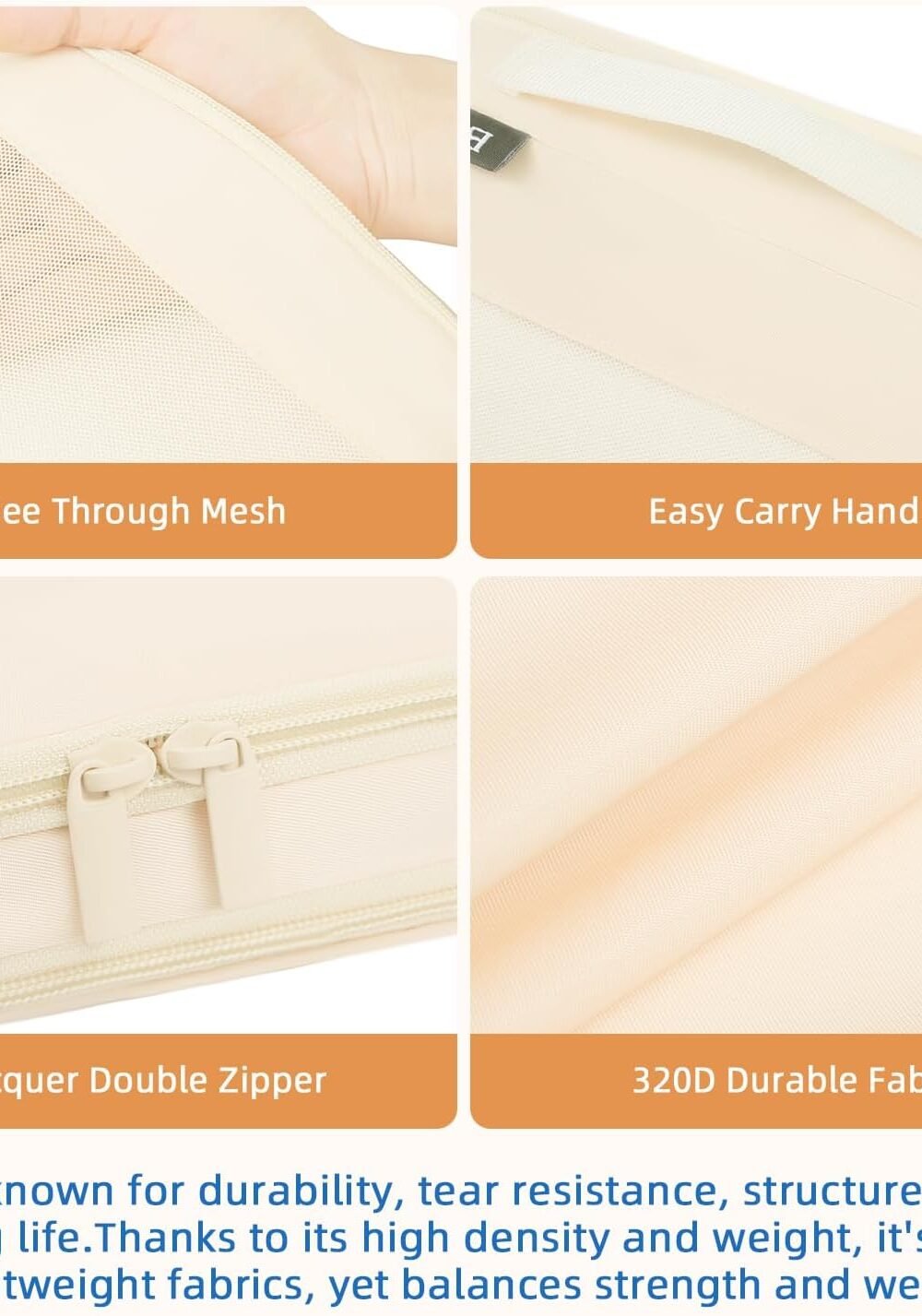 Expandable Packg Cubes Set - Beige Organizers - Image 6