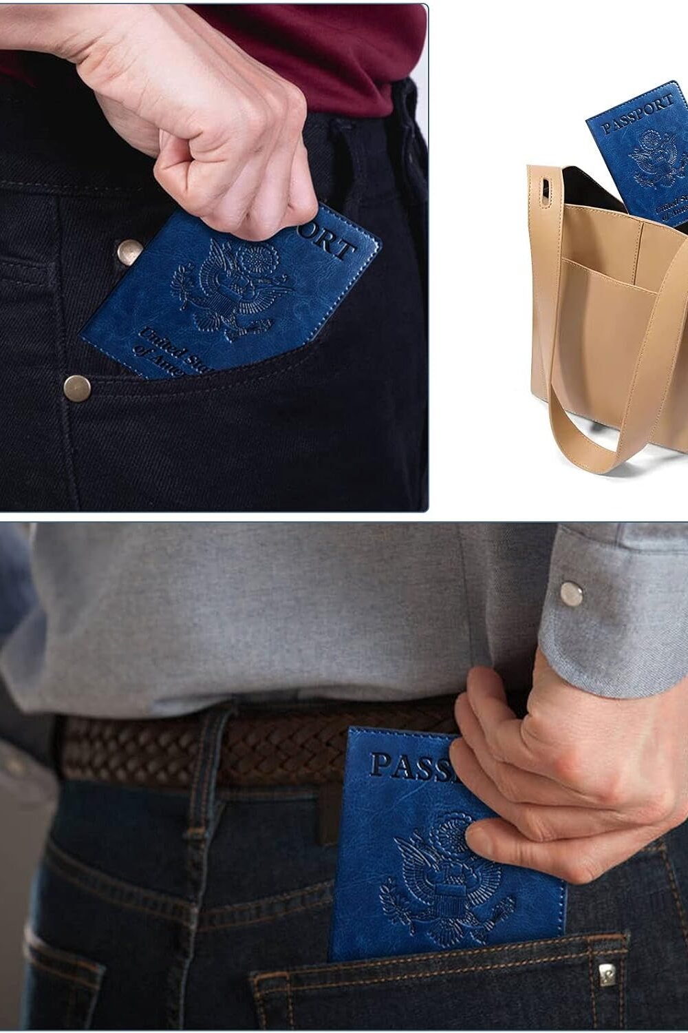 Navy Blue Rfid Passport Holder Wallet Case - Image 5