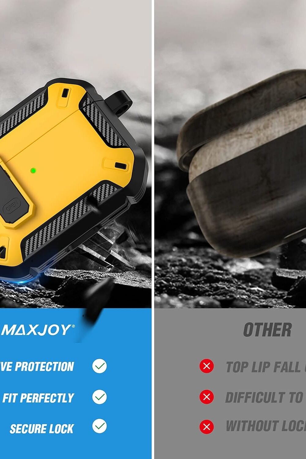 Maxjoy Irpods Pro Case With Lock - Shockproof Yellow Cover - Image 3