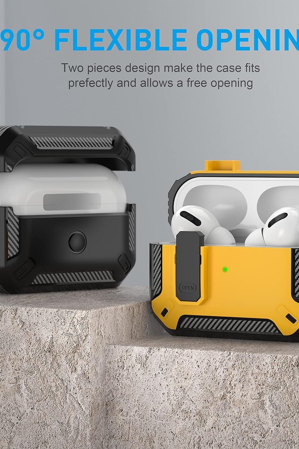 Maxjoy Irpods Pro Case With Lock - Shockproof Yellow Cover - Image 5