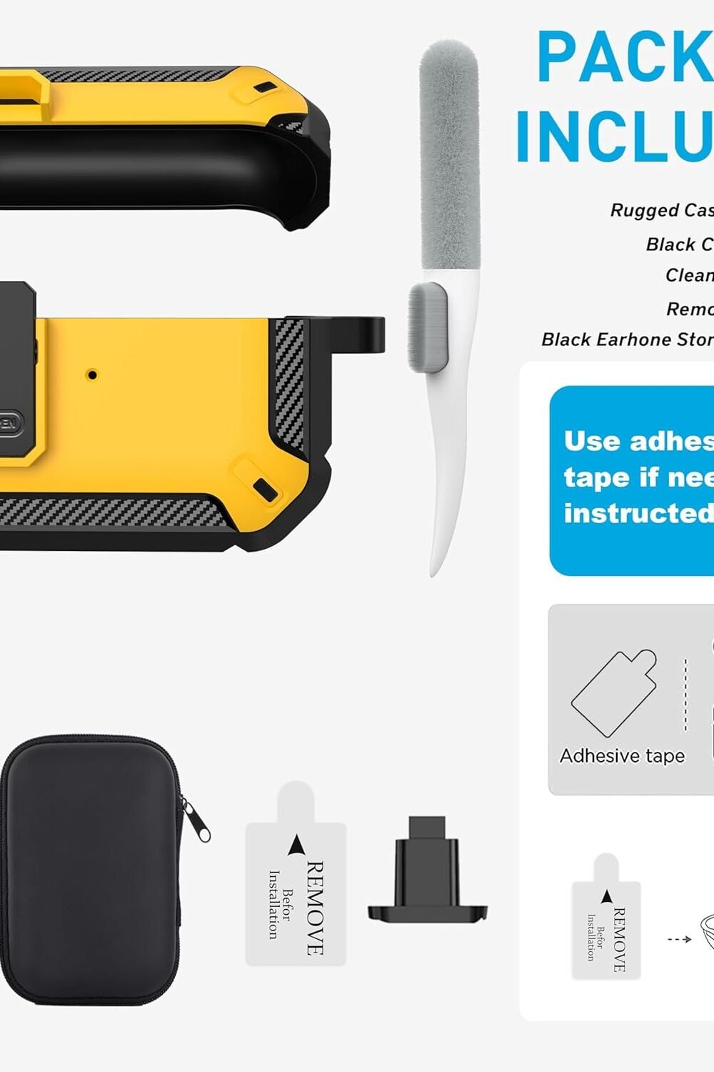 Maxjoy Irpods Pro Case With Lock - Shockproof Yellow Cover - Image 6