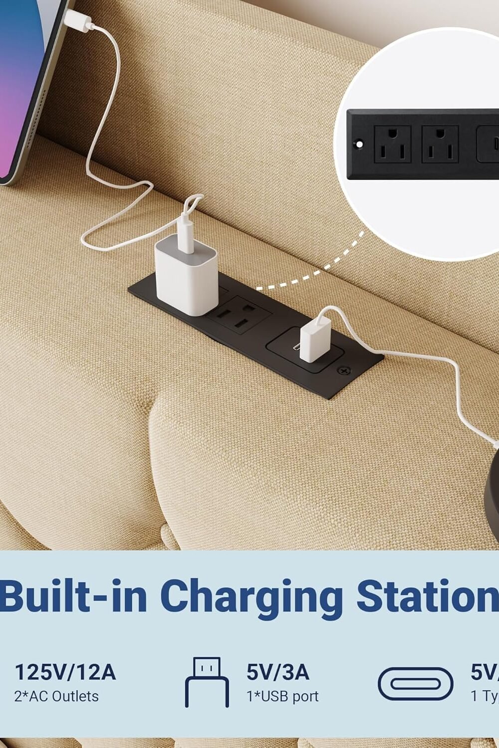 Queen Size Bed Frame With Usb Chargg Station - Image 5