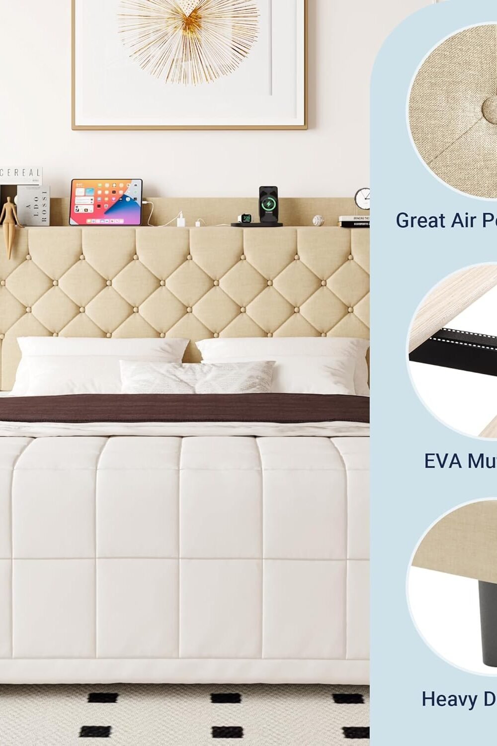 Queen Size Bed Frame With Usb Chargg Station - Image 9