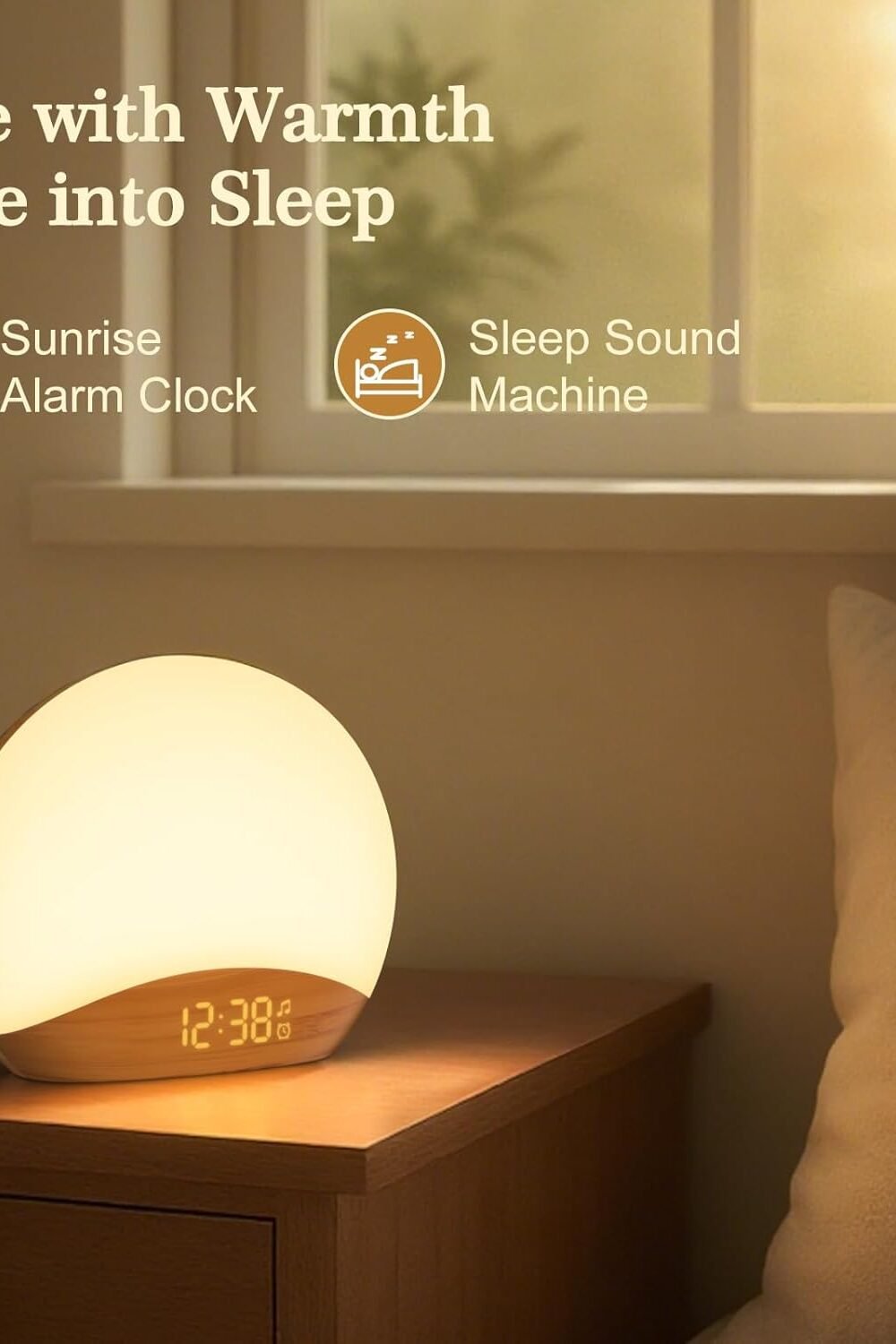 Wood Gra Sunrise Larm Clock With Nightlight - Image 3