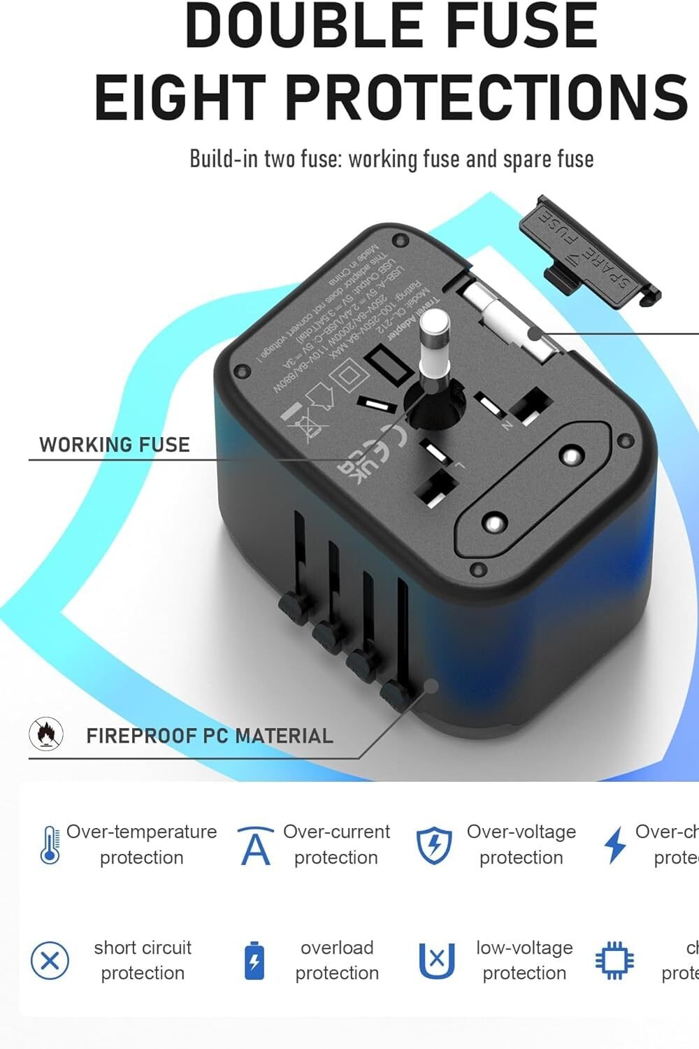 Vylee Universal Avel Dapter - Worldwide Usb Charger - Image 6