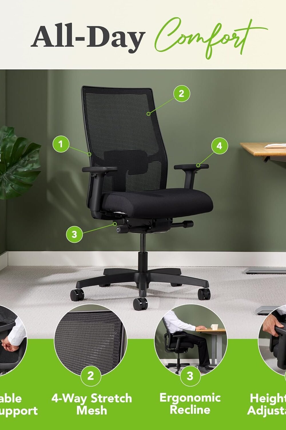 HON Ignition Mid Back Office Chair with Lumbar Support 5 Hon Ignition Mid Back Office Chair With Lumbar Support - Image 5