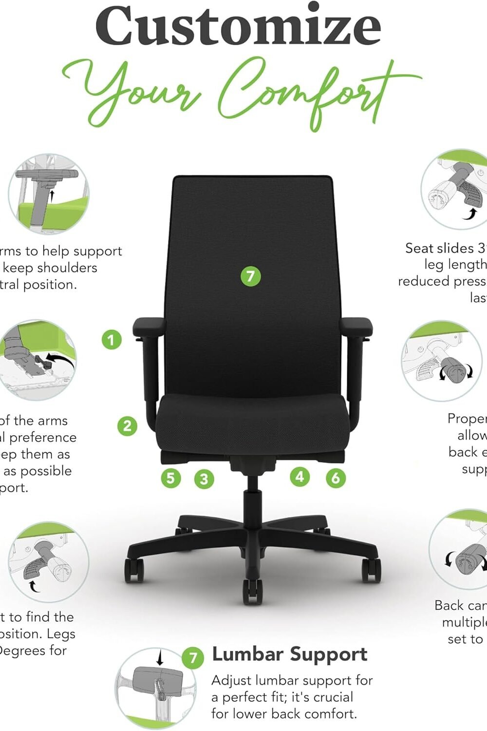 HON Ignition Mid Back Office Chair with Lumbar Support 6 Hon Ignition Mid Back Office Chair With Lumbar Support - Image 6