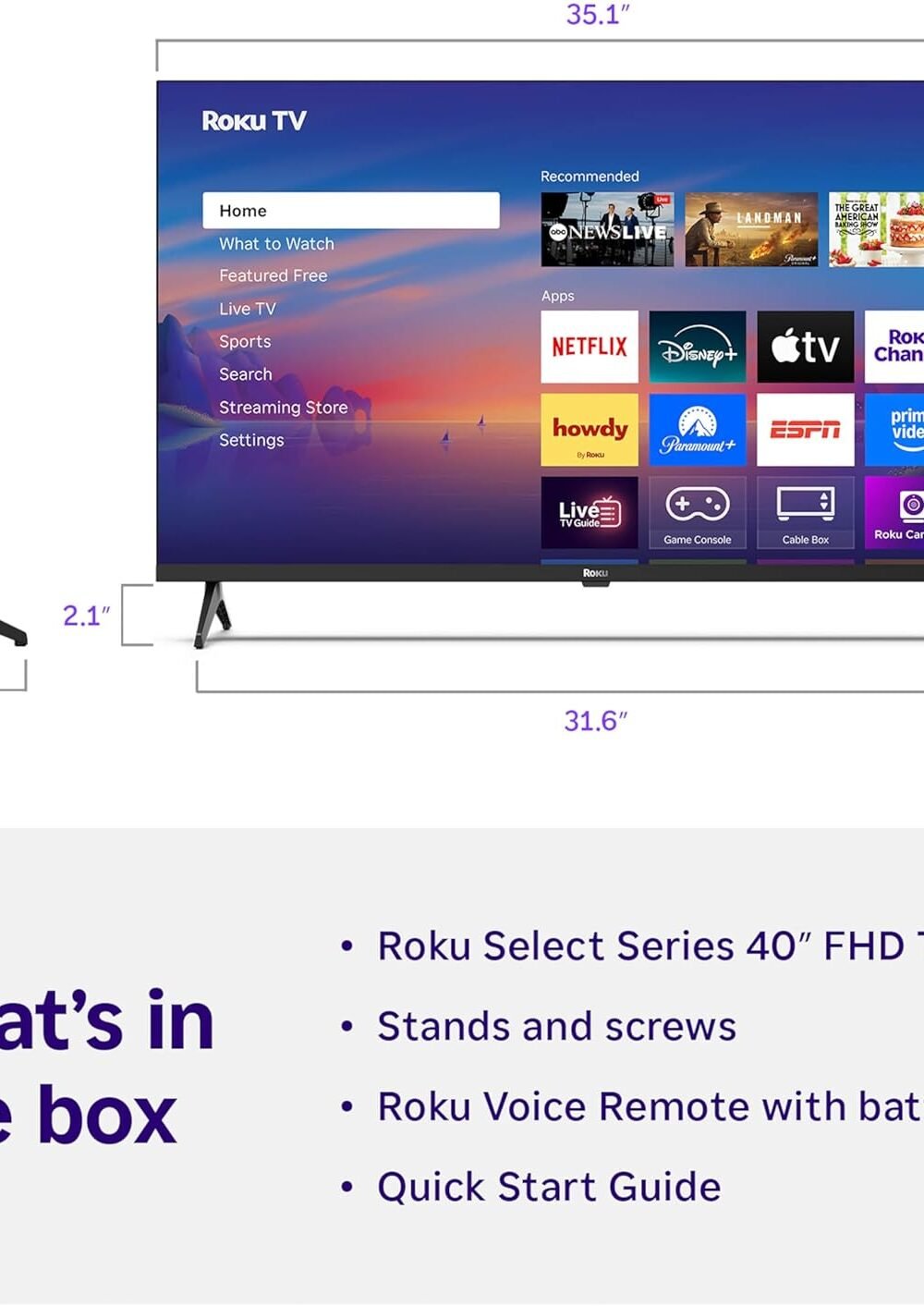 Roku Smart Tv 40&Quot; 1080P Full Hd Led - Voice Remote Streaming - Image 10