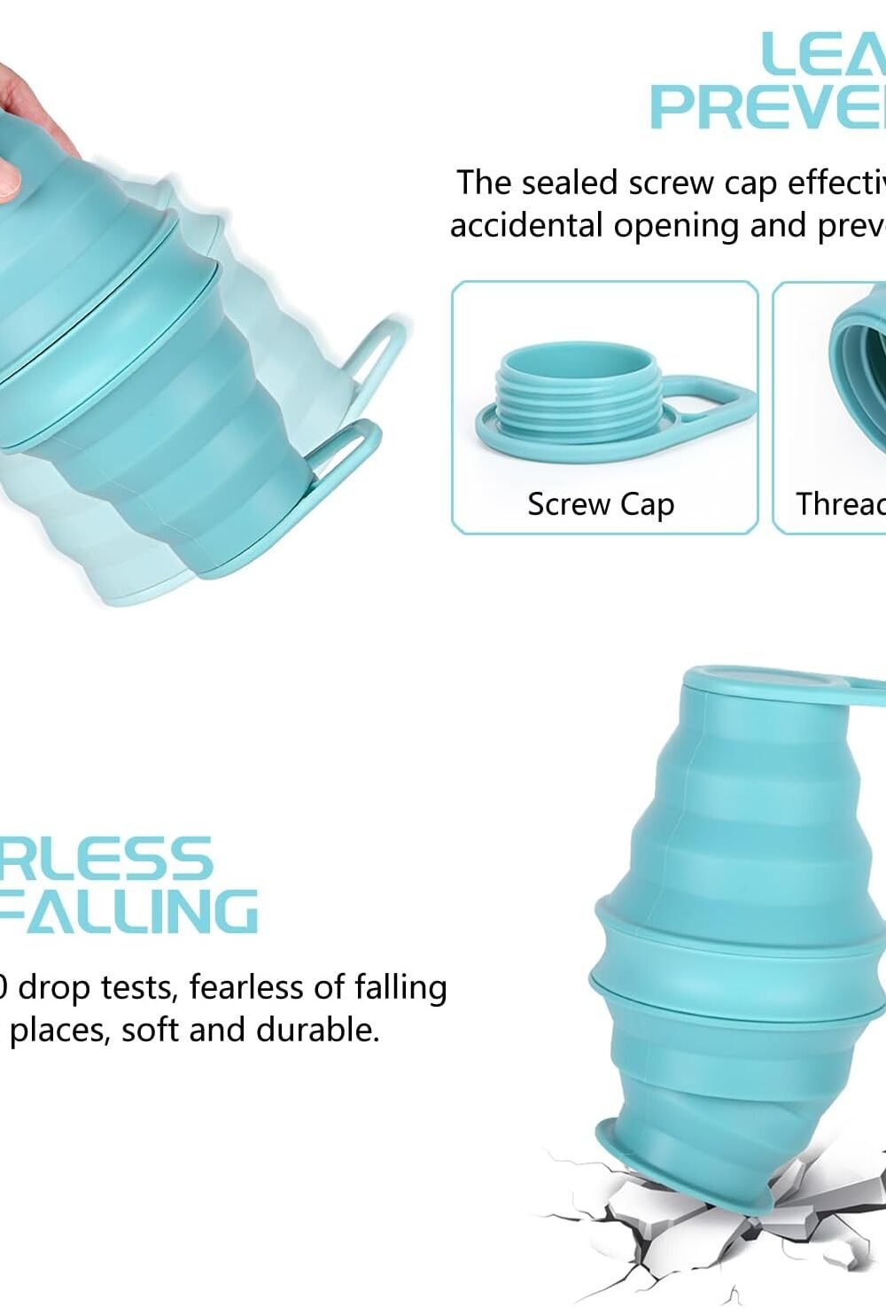 Collapsible 17Oz Water Bottle - Bpa Free Silicone, Leak Proof - Image 4