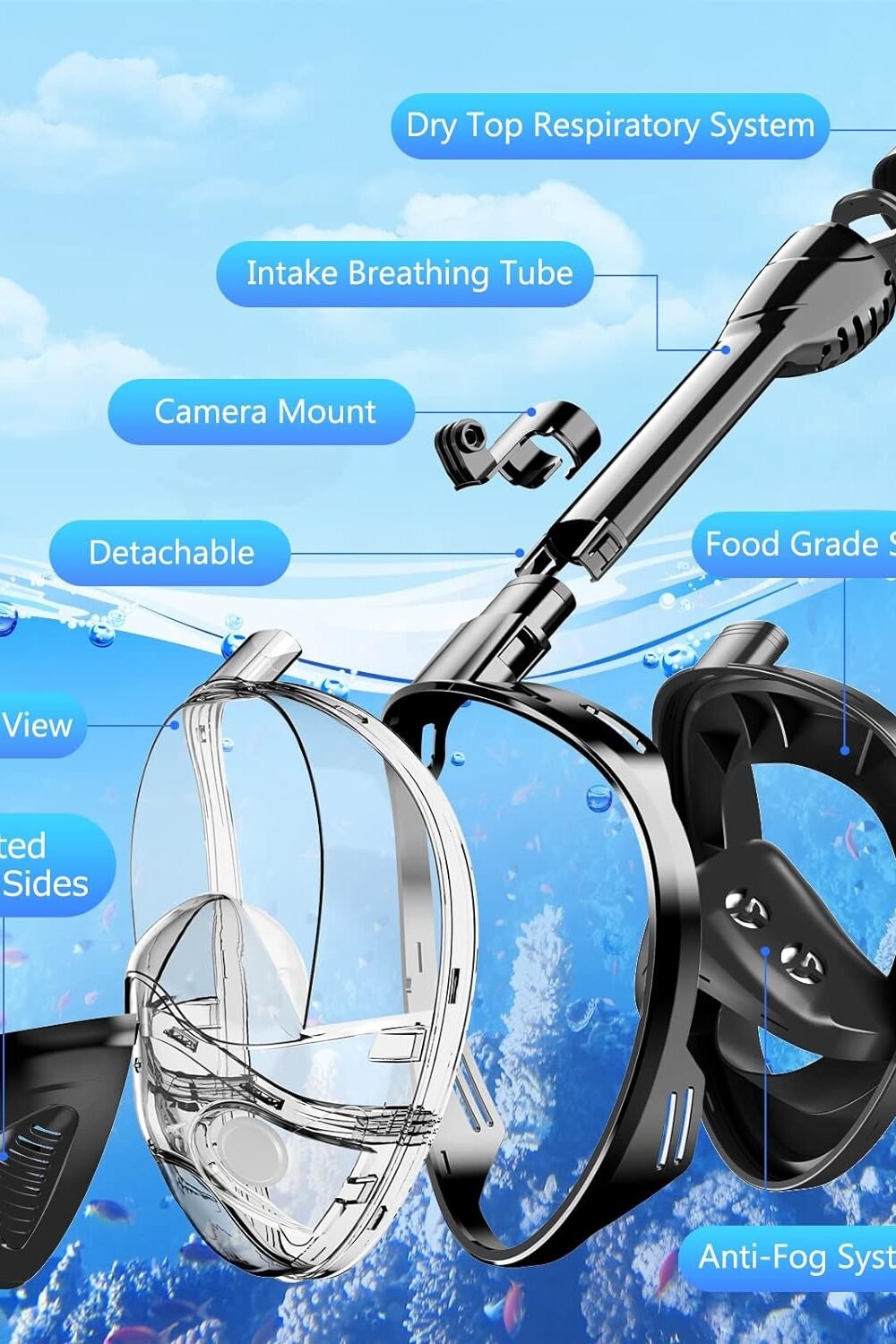Full Face Snorkel Mask For Adults - 180° View &Amp; Camera Mount - Image 4