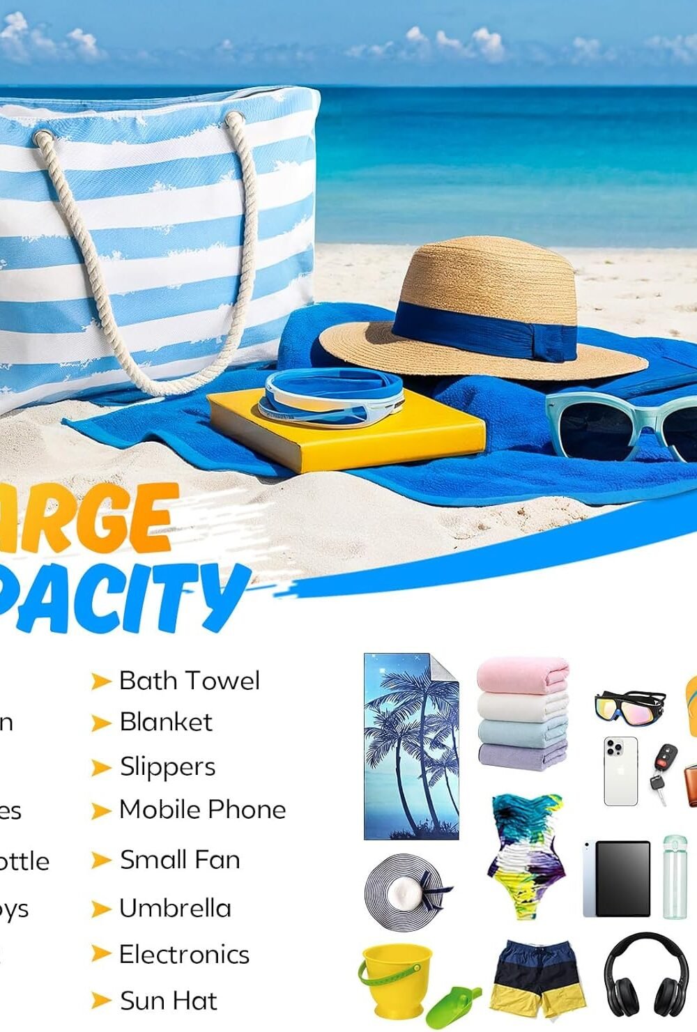 Large Waterproof Beach Bag For Men &Amp; Women - Sandproof Tote - Image 5