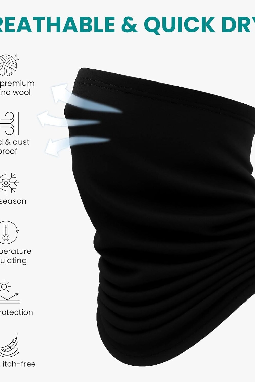 Merino Wool Ski Neck Gaiter - Unisex Face Mask &Amp; Warmer - Image 3