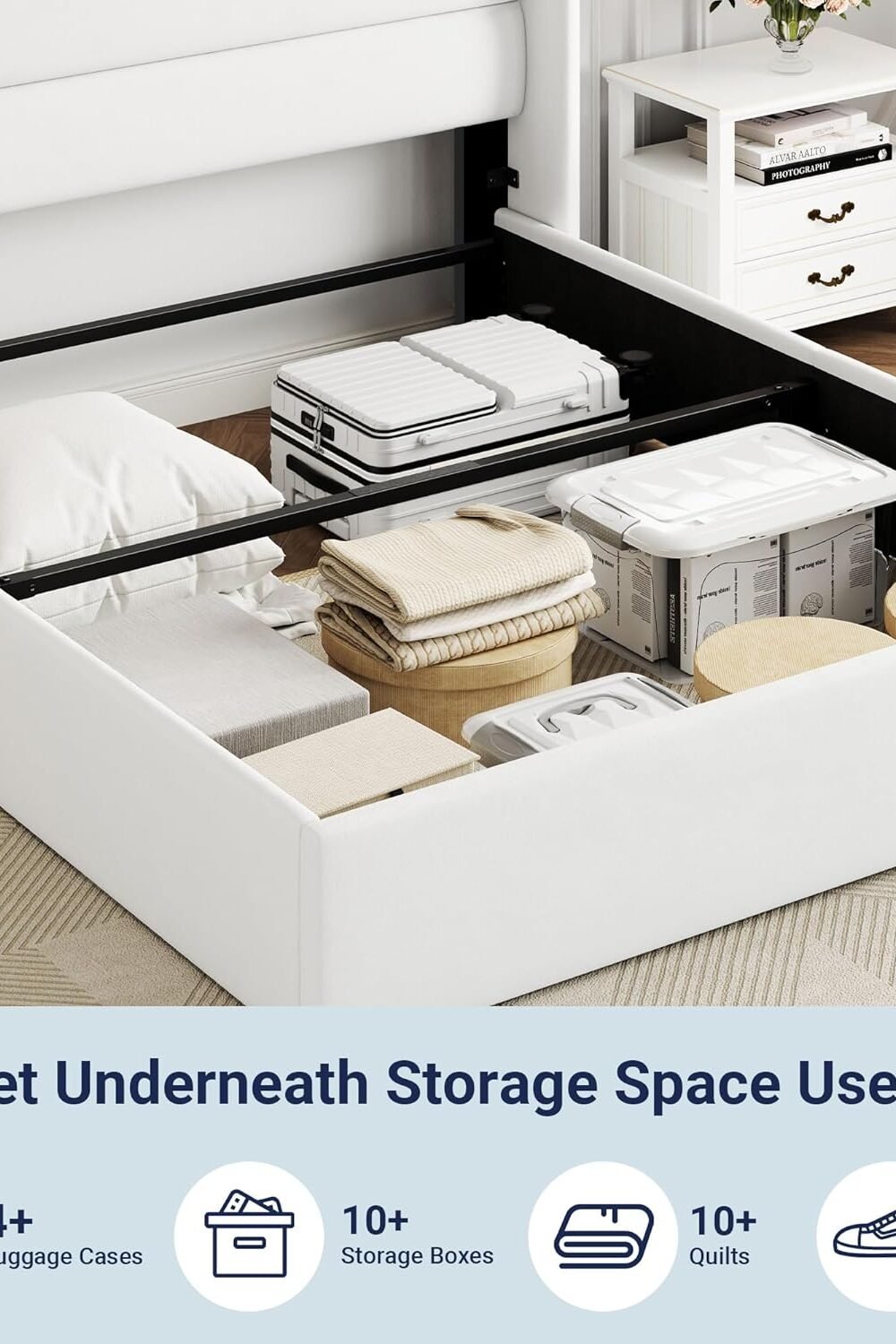 &Quot;Allewie Velvet Lift Up Storage Bed With Wingback Headboard - White&Quot; Amazon Coupons 50% To 80% - Image 7