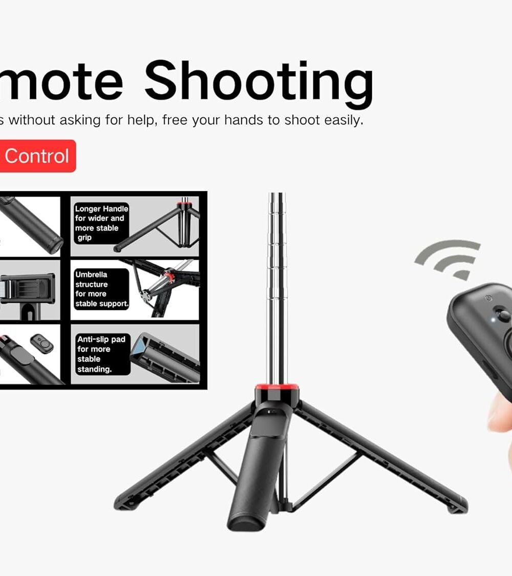52&Quot; Selfie Stick Tripod With Bluetooth Remote For Iphone &Amp; Android - Image 5