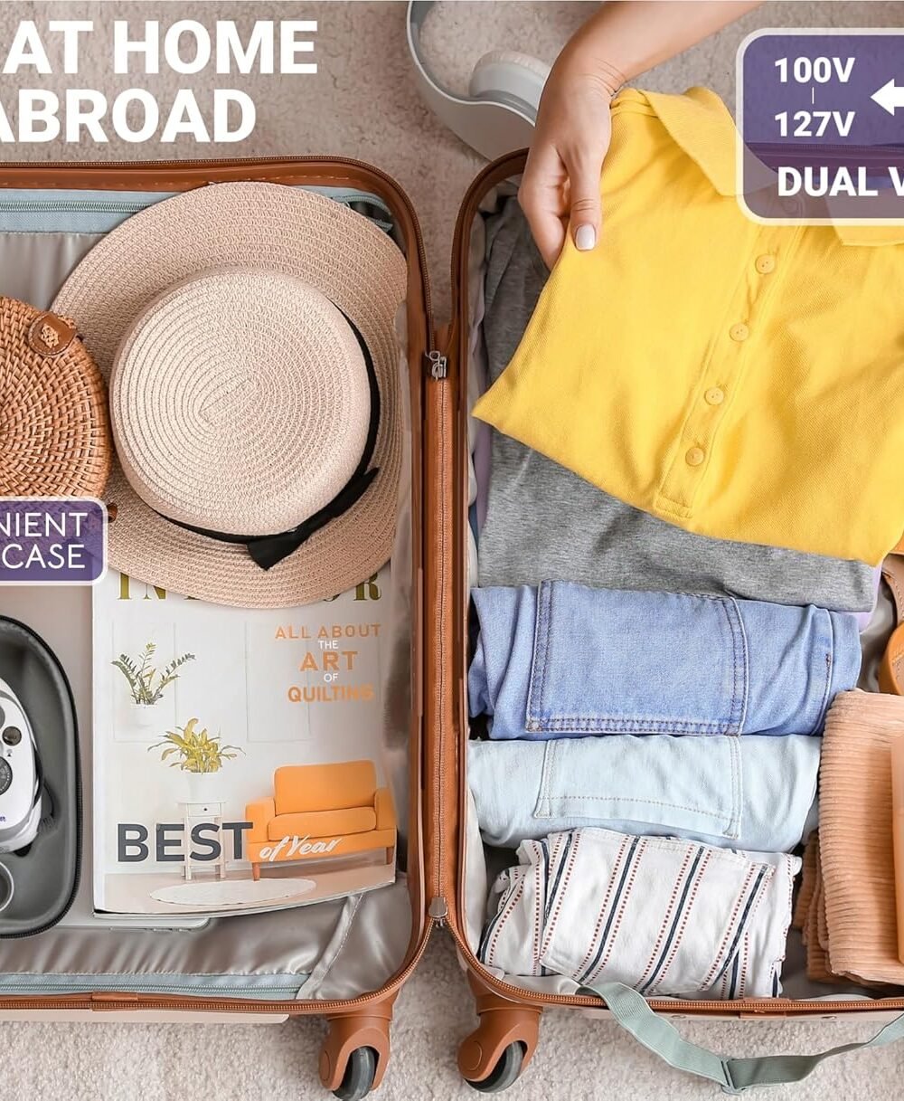 Quilted Bear Mini Steam Iron - Lightweight Travel Iron Black - Image 6